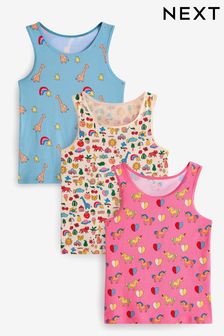 Pink/Blue Stampy Vests 3 Pack (1.5-16yrs) (412107) | ￥1,390 - ￥2,080