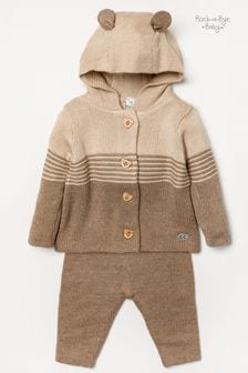 Rock-A-Bye Baby Boutique Natural Knitted Two-Piece Hooded Cardigan and Trousers Set (412120) | ₪ 112