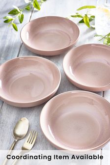 Blush Pink Logan Reactive Glaze Set of 4 Pasta Bowls (413038) | $54