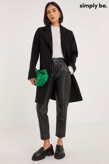 Simply Be Black Faux Wool Relaxed Blazer Coat (413110) | 272 QAR