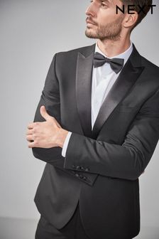 Black Skinny Fit Tuxedo Suit: Jacket (413280) | $96