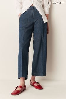 Gant Blue Relaxed Wide Leg Chambray Trousers (413321) | 746 LEI