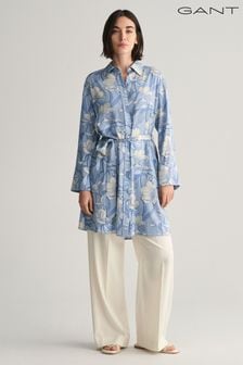 GANT Blue Magnolia Print Shirt Dress (413534) | SGD 339