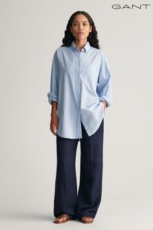 أزرق - Gant Relaxed Fit Linen Blend Pull-on Trousers (413583) | 666 د.إ