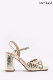 River Island Gold Snaffle Block Heels (413626) | €27