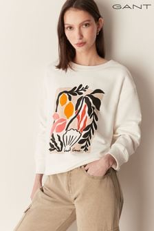 GANT Cream Palm Print Relaxed Fit Sweatshirt (413631) | AED666