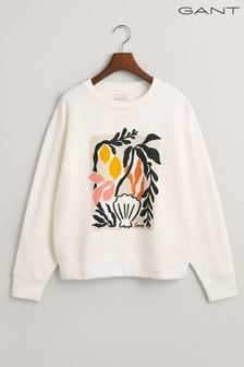 GANT Cream Palm Print Relaxed Fit Sweatshirt
