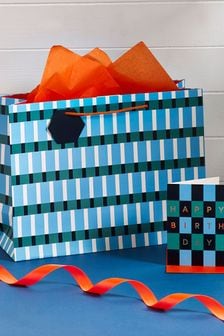 Blue Geometric Gift Bag and Card Set (414201) | ￥620