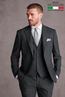 Charcoal Grey Slim Fit Signature Tollegno Suit (414322) | LEI 990