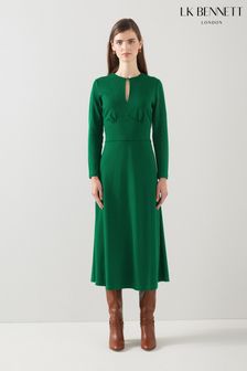 LK Bennett Green Sera Lenzing™ Ecovero™ Viscose Blend Dress (414465) | 175 €