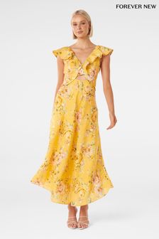 Forever New Yellow Pure Linen Haisley Flounce Midi Dress (414971) | 169 €