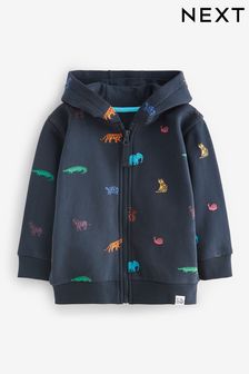 Safari-Tiere, Marineblau - Kapuzenpullover mit All-Over-Print aus Jersey mit Reißverschluss (3 Monate bis 7 Jahre) (414981) | 12 € - 14 €