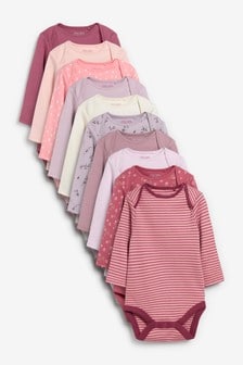 Baby 10 Pack Long Sleeve Bodysuits (0mths-3yrs)