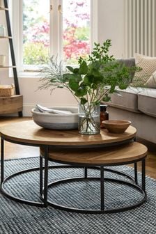 Bronx Oak Effect Round Coffee Nest of Tables (415103) | €305