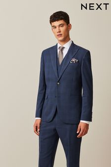 Blue Slim Bold Check Suit Jacket (415242) | SGD 175