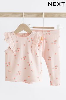 Pink Strawberry Baby Short Sleeve Top And Leggings Set (415373) | $17 - $20