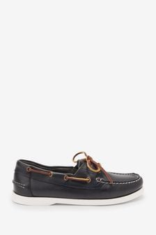 Navy Blue Leather Boat Shoes (415430) | R912