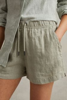 Reiss Sage Cleo Linen Garment Dyed Drawstring Shorts (415871) | $184