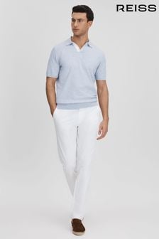 Reiss Soft Blue Boston Cotton Blend Contrast Open Collar Shirt (415909) | 597 SAR