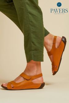 Pavers Tan Ladies Touch Fasten Sandals (415972) | $60
