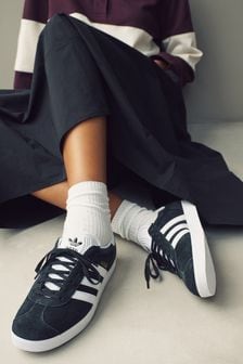 adidas Originals White/Black Gazelle Trainers (416419) | $146