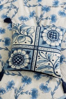 V&A Indigo Blue Scrolling Carnation Cushion (416490) | €61