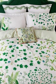 Sanderson Botanical Green Sycamore & Oak Square Pillowcase Pair (416610) | 297 QAR