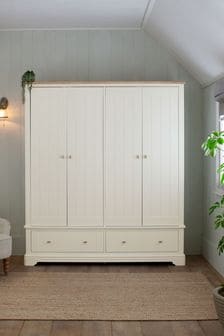 Chalk White Hampton Painted Oak 4 door, 2 drawers Wardrobe (416821) | €2,200