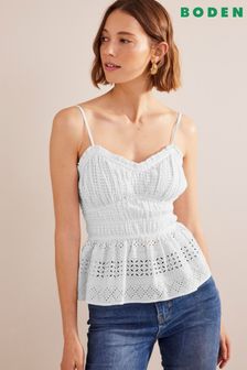 Boden White Ruched Detail Cami Top (417162) | €59