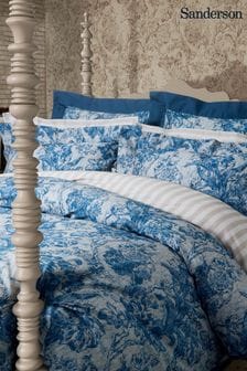 Sanderson Blue Fringed Tulip Toile Square Pillowcase Pair (417221) | OMR25