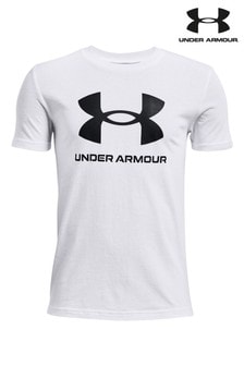 Under Armour White Boys Sportstyle Logo Youth T-Shirt (418313) | €26