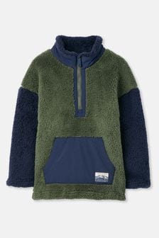 Joules Boys' Always Cosy Green/Navy Half Zip Borg Fleece (418510) | $50 - $55