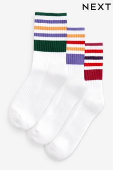 Cushion Sole Ribbed Sport Ankle Socks 3 Pack With Arch Support