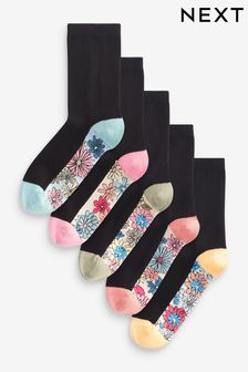Black Footbed Ankle Socks 5 Pack