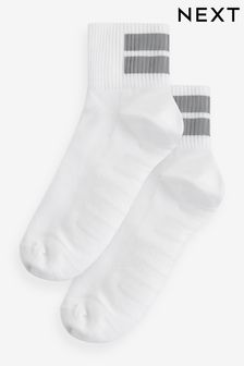 White Running Gripper Ankle Socks 2 Pack with Reflective Strip (419206) | 62 SAR