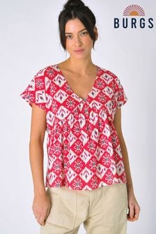 Burgs Red Merrivale Over the Head Ikat Print Blouse (419242) | €21.50