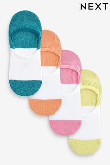 White/Multi Sparkle Invisible Trainer Socks 4 Pack (419478) | $15