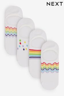 White/Rainbow High Cut Invisible Trainer Socks 4 Pack (419529) | OMR4
