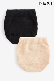 Nude/Black Toe Topper Half Socks 2 Pack (419554) | AED20