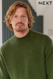 Zielony - Sweter Blend z wełny o regularnym kroju (419570) | 92 zł