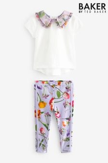 Baker by Ted Baker Lilac Purple Legging and Organza Collar T-Shirt Set (41H350) | $56 - $65