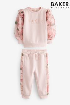 Baker by Ted Baker (0-6yrs) Pink Organza Sweater and Jogger Set