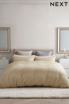 Natural Embossed Geometric Duvet Cover And Pillowcase Set (420075) | CA$69 - CA$144