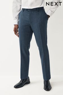 Blue Tailored Wool Blend Herringbone Suit Trousers (420198) | AED246