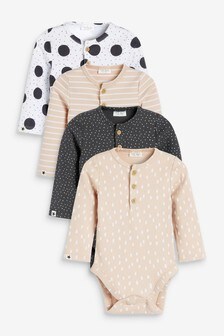 Caramel Brown 4 Pack Baby Bodysuits (0mths-2yrs) (420225) | €21 - €23