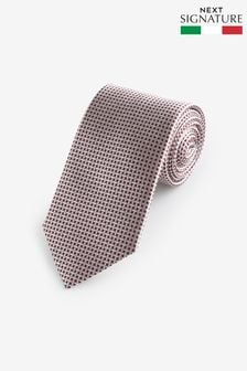 Damson Pink/Neutral Brown Textured Signature Made In Italy Tie (420356) | $52