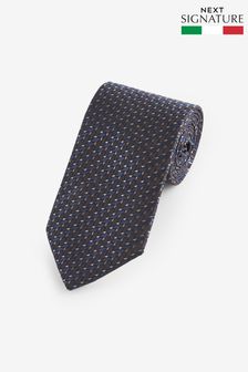 Navy Blue/Black Geometric - Krawat Signature Made In Italy (420368) | 180 zł