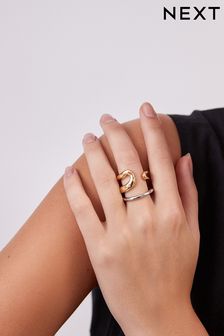 Gold/Silver Chunky Ring Pack (420609) | ₪ 35