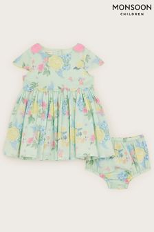 Monsoon New Born Floral Dress and Briefs Set