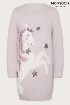 Monsoon Unicorn Fluffy Knit Jumper Dress (420801) | €22 - €25